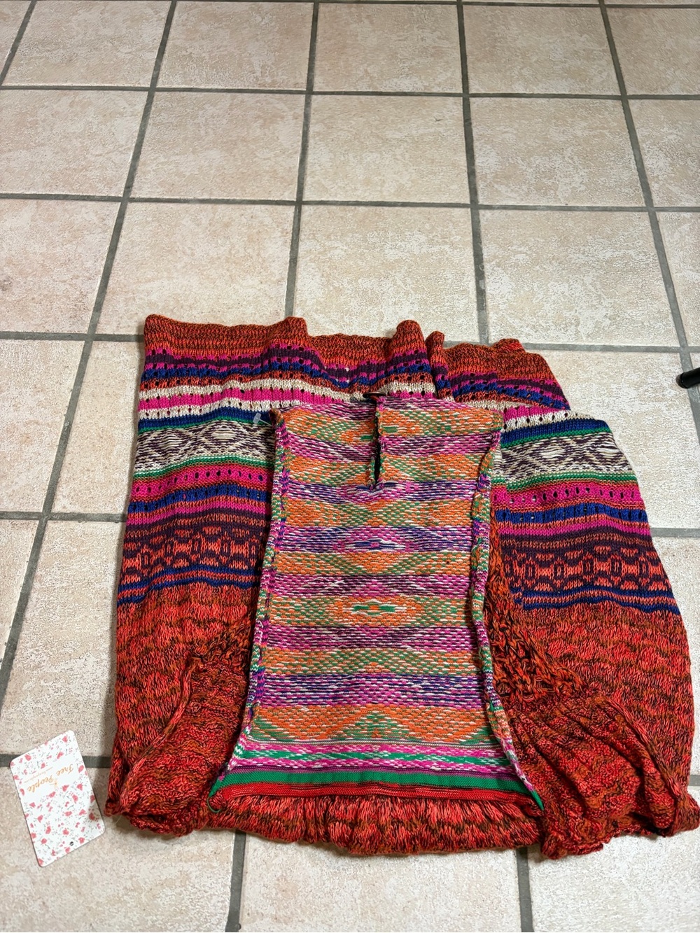 NWT Free People Knit Crochet Southwest Mini Dress Boho (Multicolor) Size Large - Picture 11 of 11